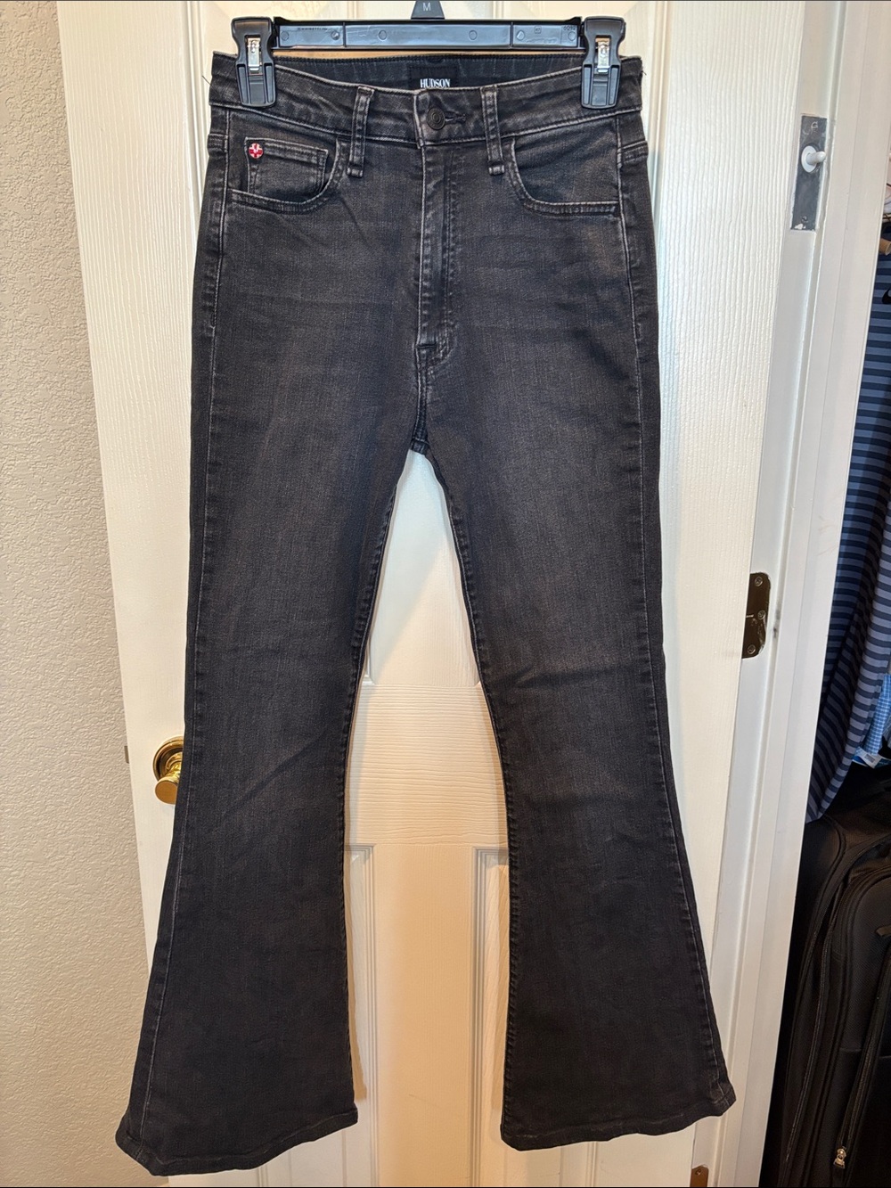 Hudson Jeans Holly High Rise Flare Washed Charcoal Black Gray Size 25